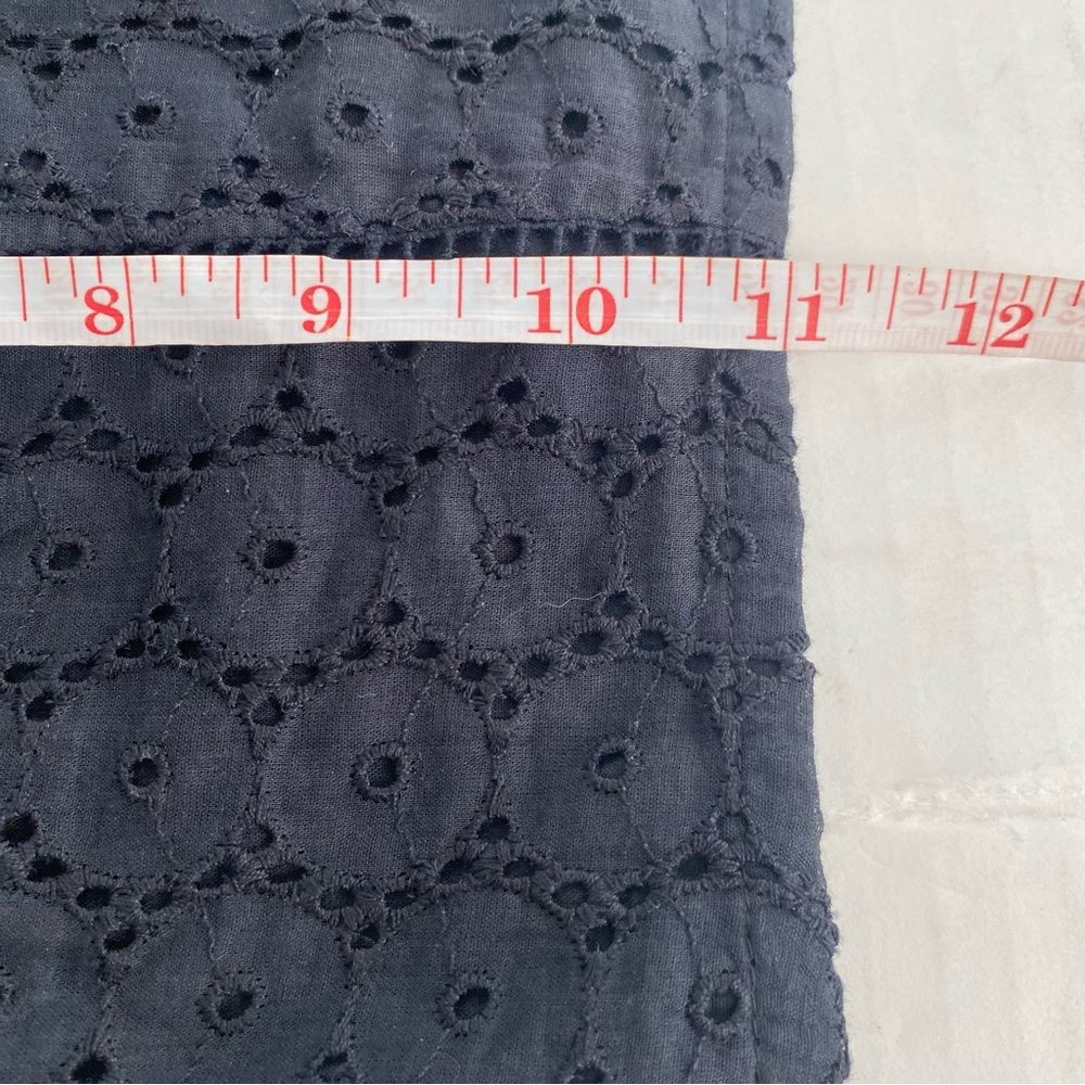 Lucky Brand Women Medium Black Eyelet Lace Sweetheart Crop Smocked Feminine Top - Picture 9 of 10